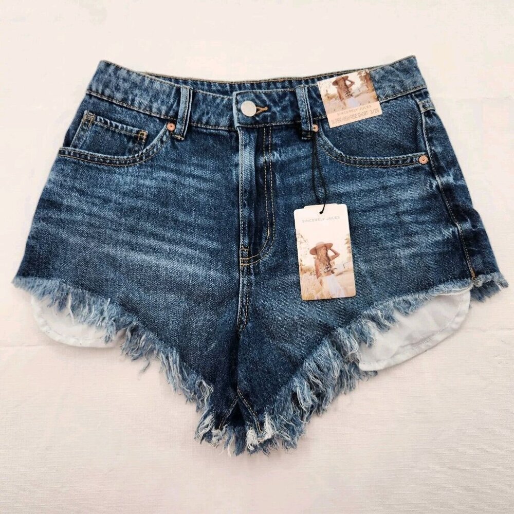 Sincerely Jules Super High Rise Shorts Denim Jean Shorts Womens Size 3/26